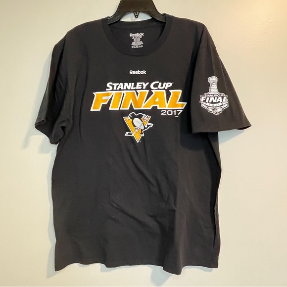 Reebok 2017 stanley cup final Pittsburgh Penguins t-shirt Black XL - Picture 1 of 4